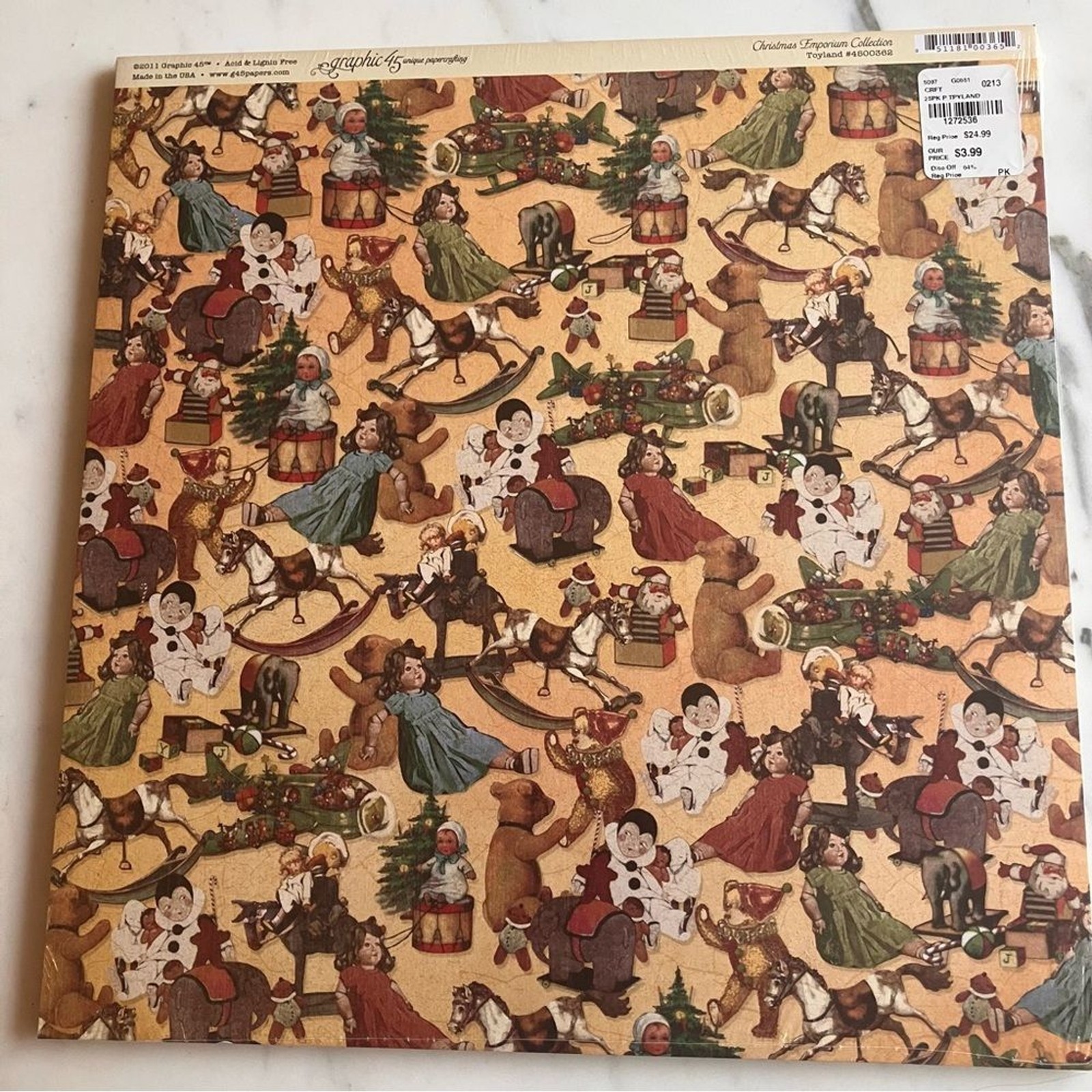 NEW 12x12 paper Pack Vintage Christmas Party with stamps and stickers