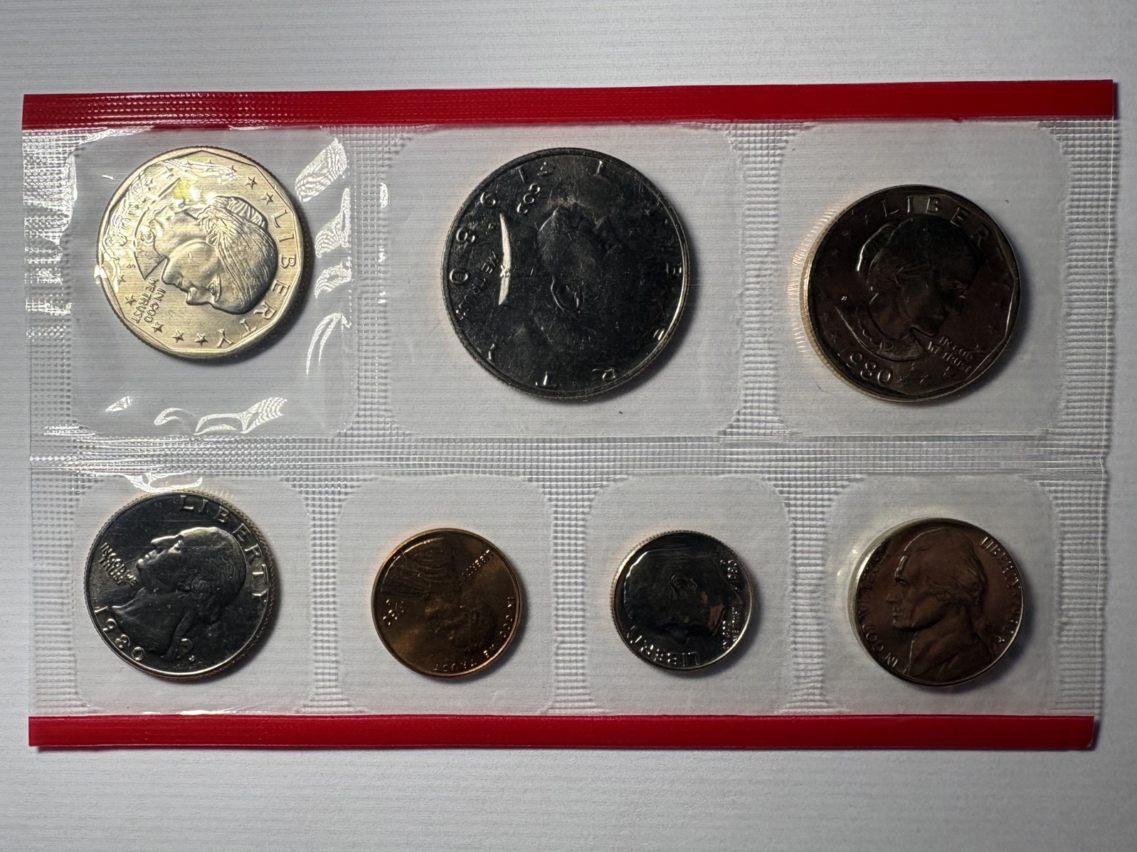 U.S. Mint 1980 Uncirculated Coin Set with Original Envelope and Packaging