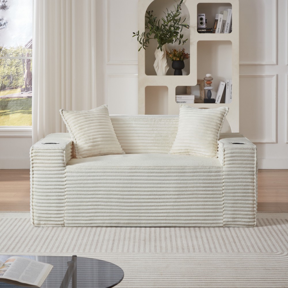 2Seater Sofa Boneless Couches No Assembly Needed Modern Sofa for Compact