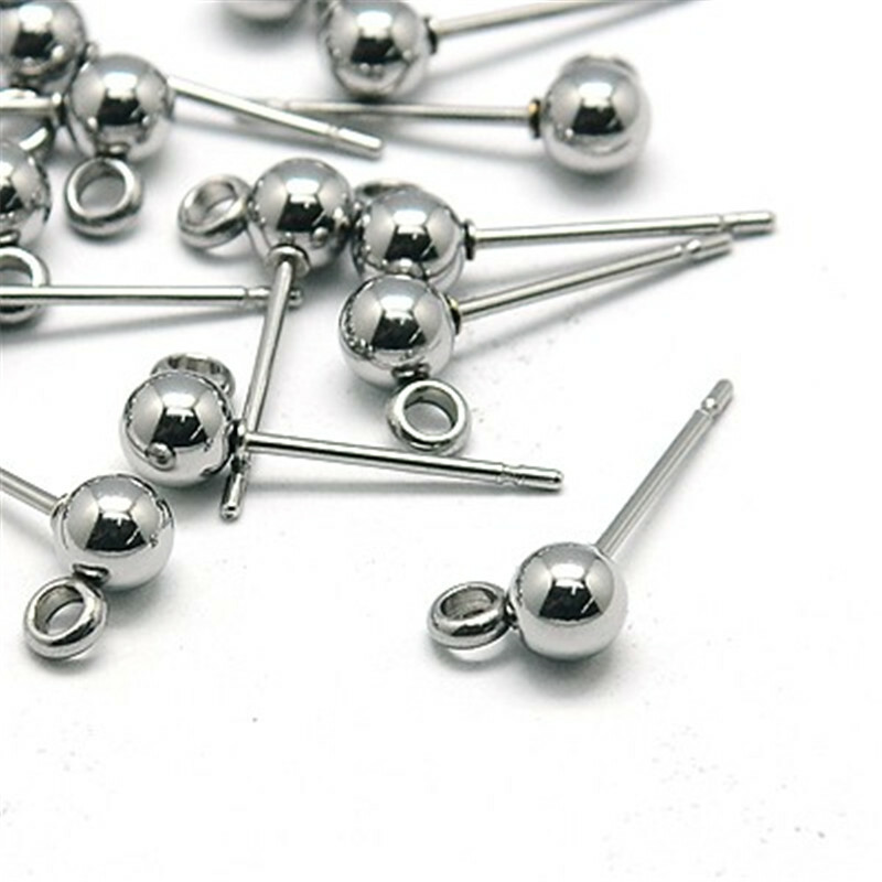 10 Pcs Stainless Steel Ear Stud Components Findings 15x6x4mm Hole 1mm Pin 0.4mm
