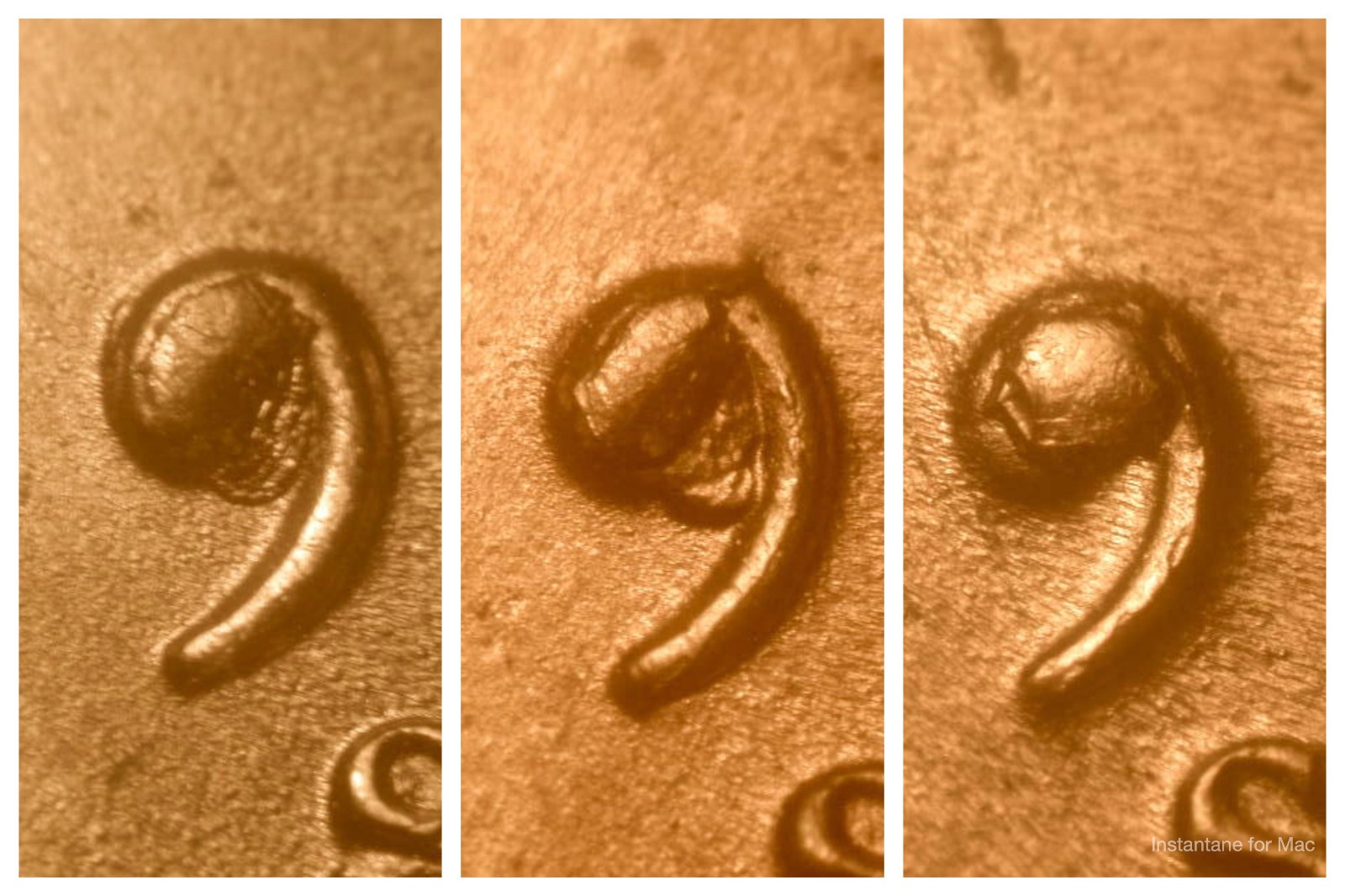 3 Different 1954-S Ch/Gem BU Red Uncirculated Lincoln Cent Filled "9" Errors#2