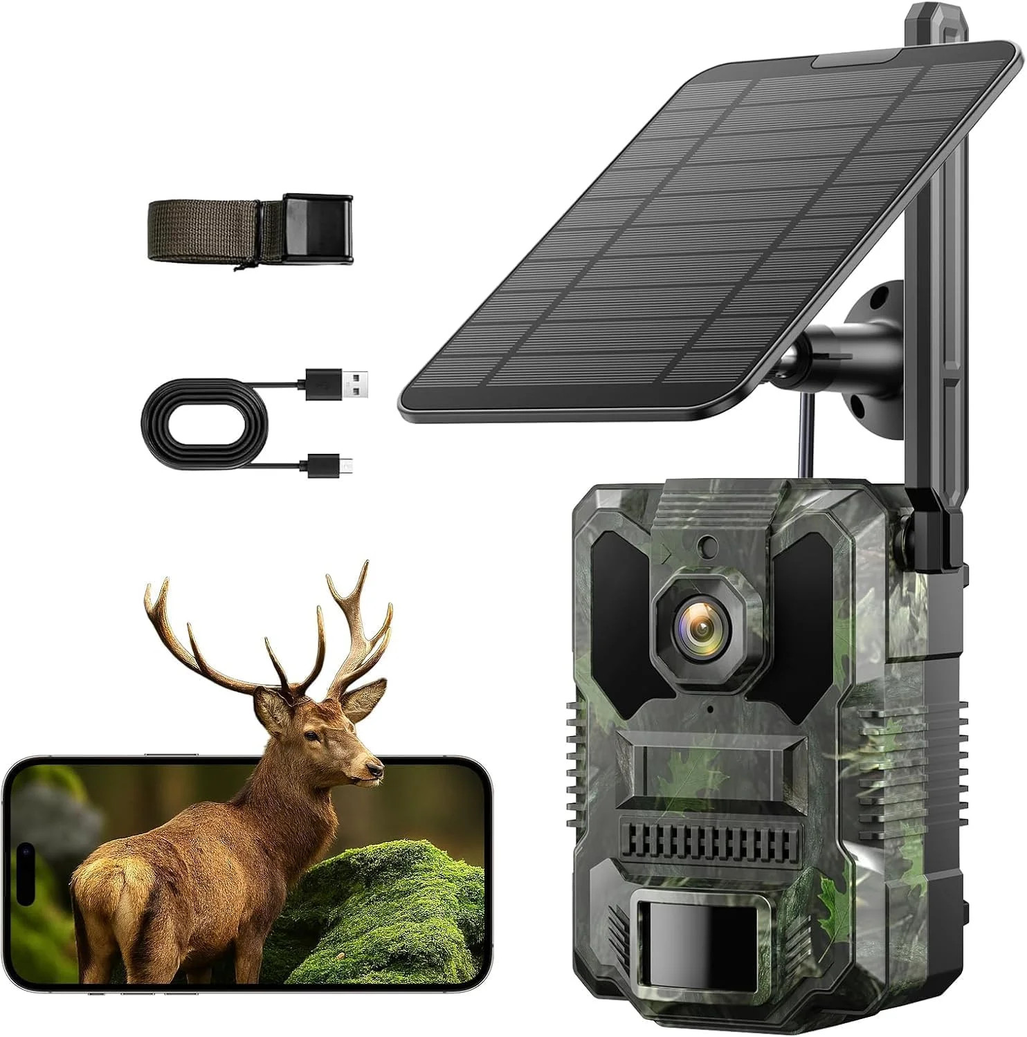 4G LTE Cellular Trail Camera Solar Game Camera 2.5K 32MP Hunting Camera with 4 A