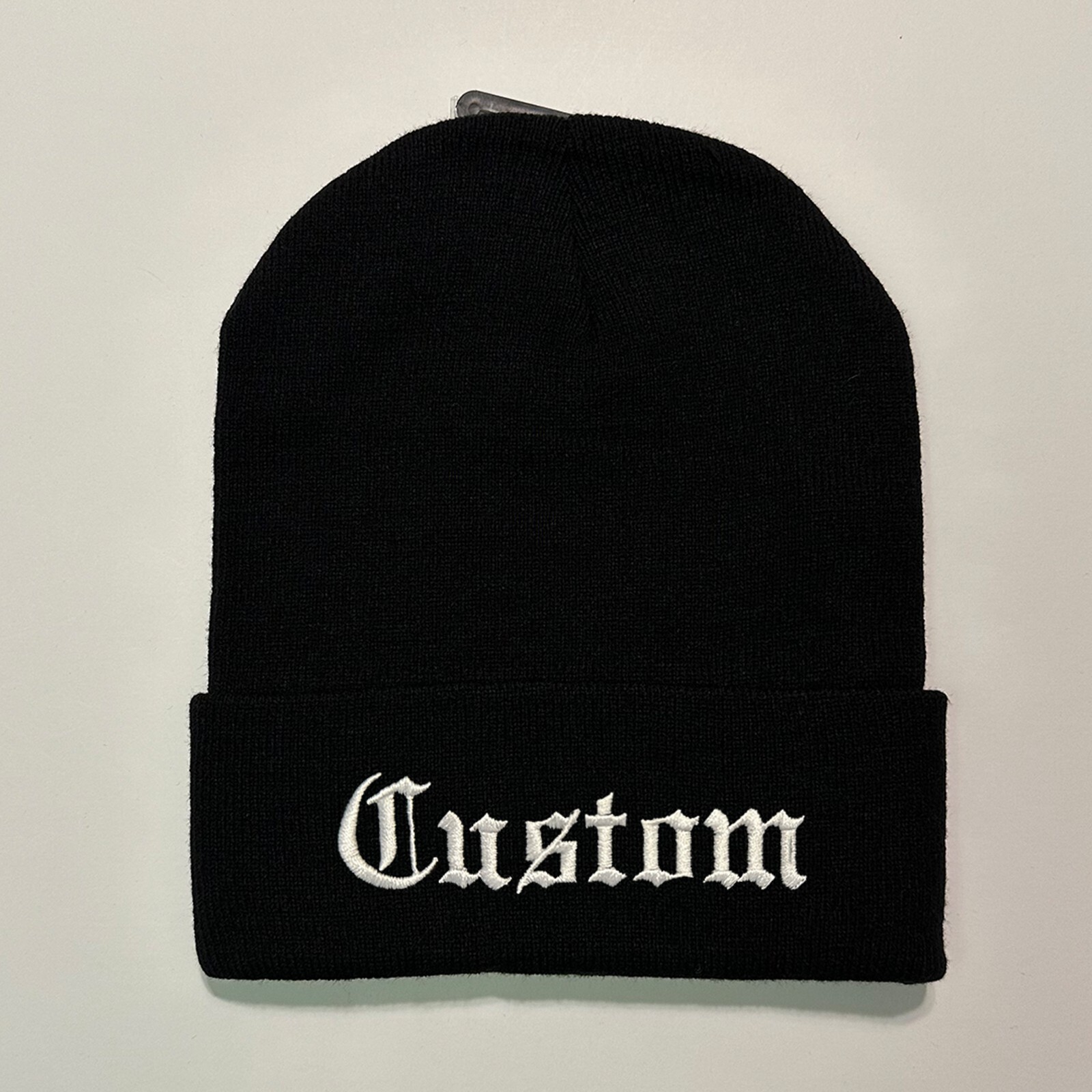 Beanie Embroidered Custom Your Text old English - Stitched your text - gift