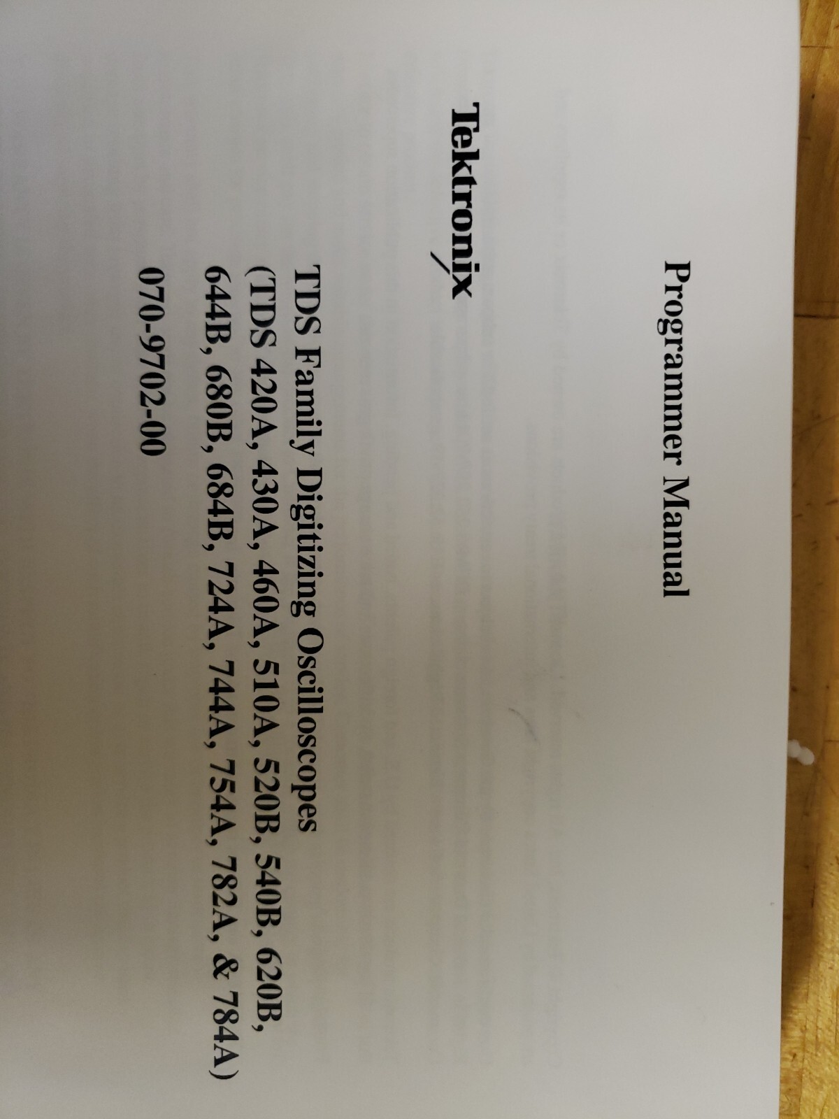 Tektronix TDS Family Digitizing Oscillopes - Programmers Manual