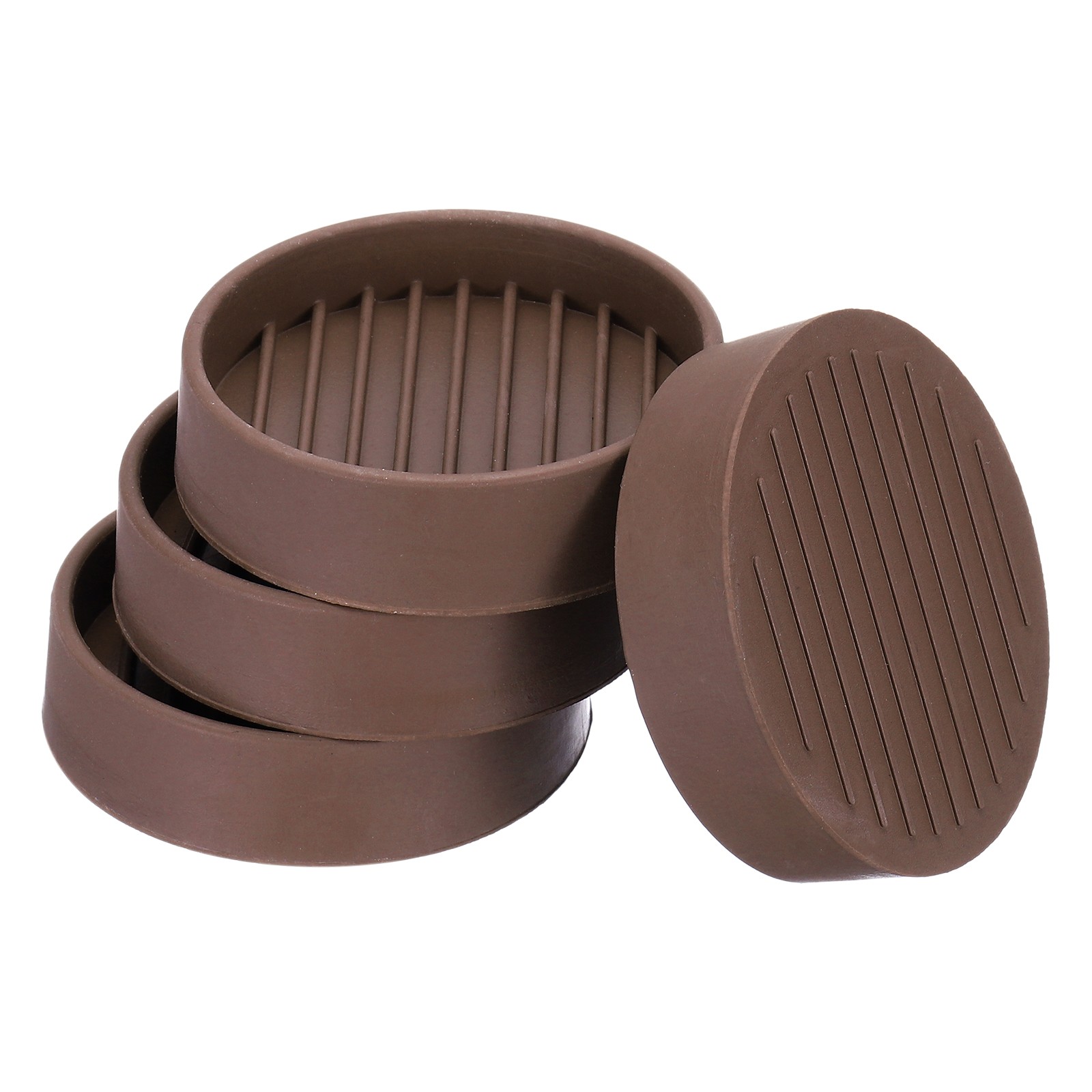 4Pcs 2.3" Furniture Pads Non-Slip Furniture Coasters Round Caster Cups Brown