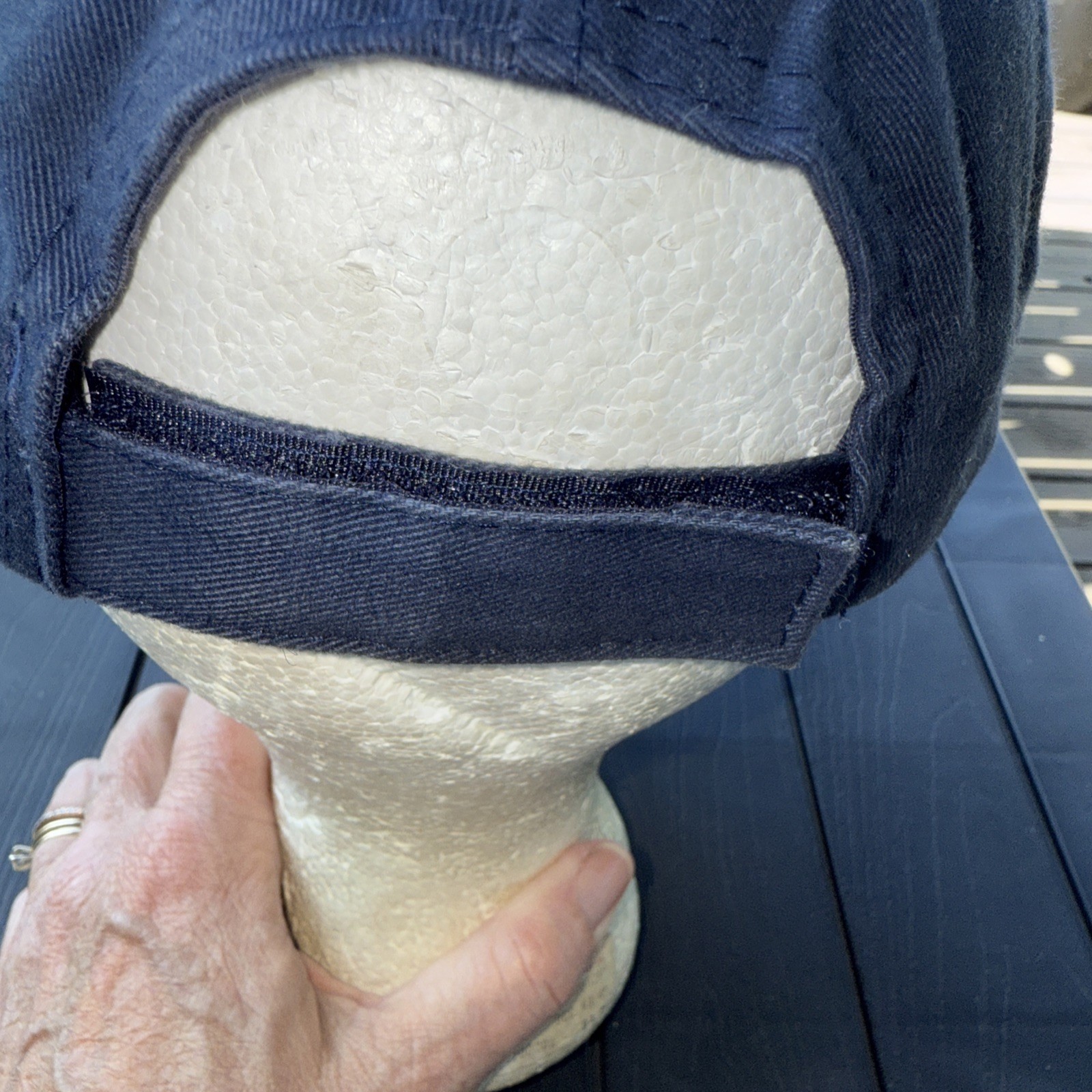 Enterprise Jet Center w Jet in Silver on Blue Hat Cap KHOU on Back Hook Loop