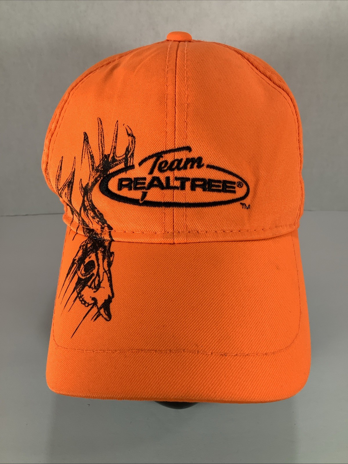 Team Realtree Blaze Orange Buck Deer Adjustable Embroidered Hunting Hat/Cap