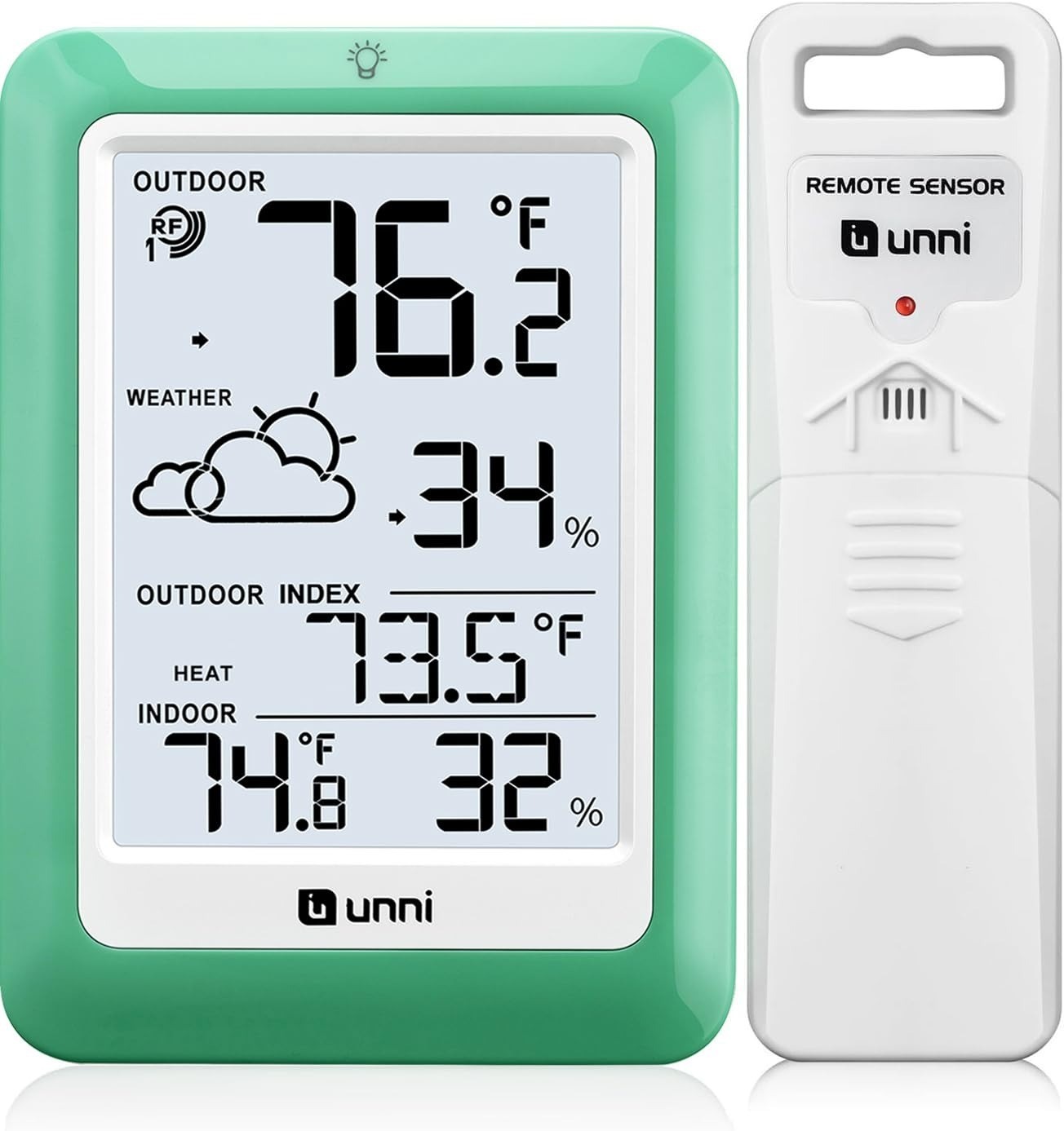 Indoor Outdoor Wireless Thermometer with Remote Sensor - Battery Powered