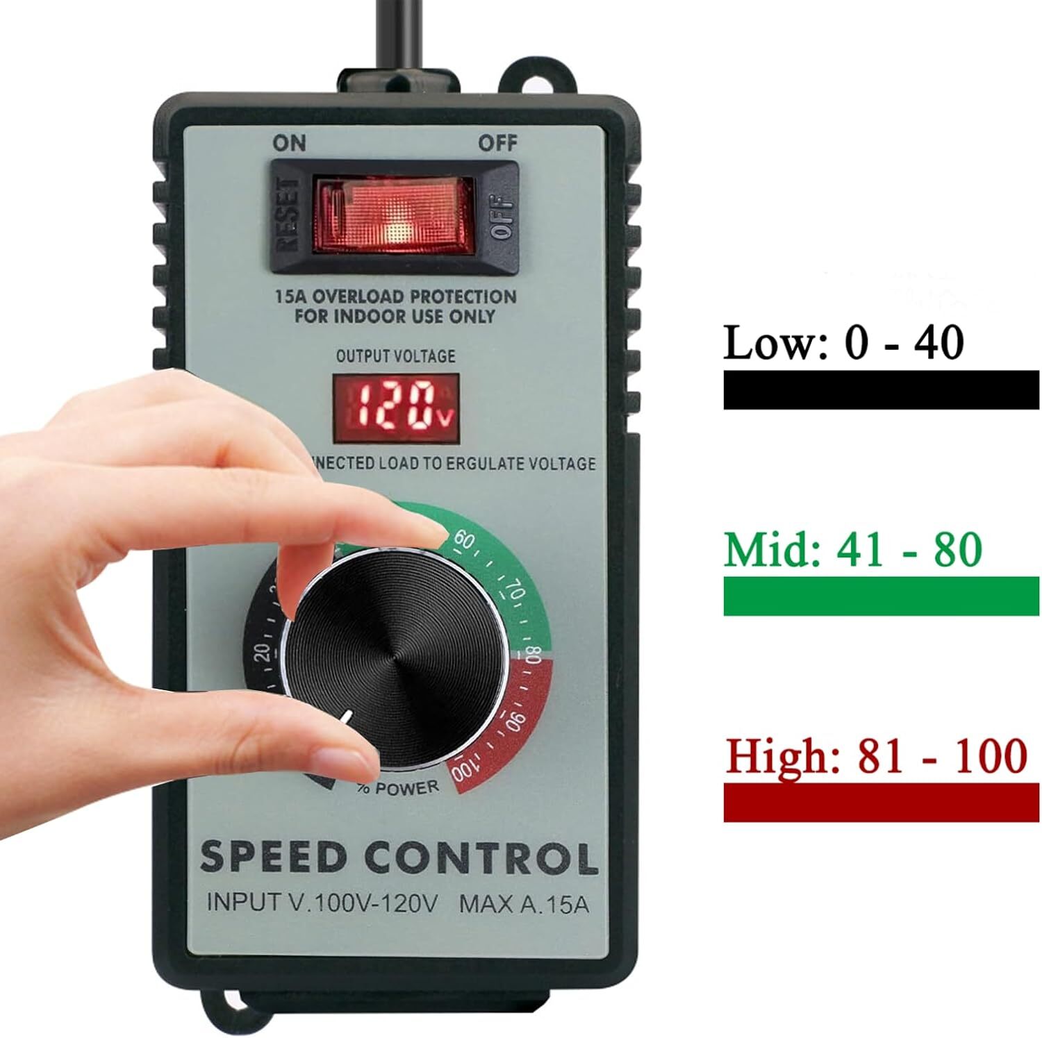Variable Speed Controller for Router Fan Electric Motor Rheostat 120V Adjuster