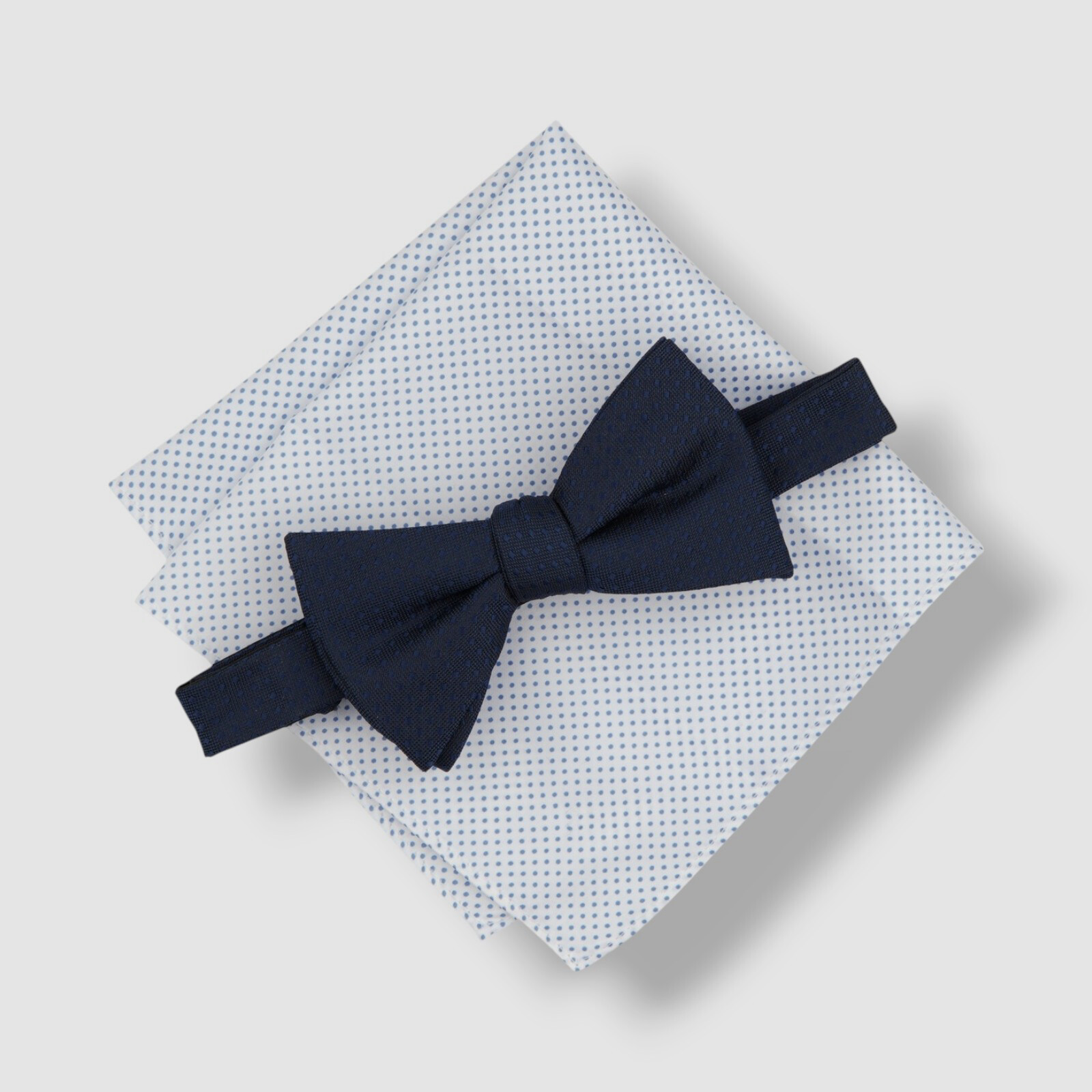 Alfani Men's Blue Allendale Solid Bow Tie & Mini-Dot Pocket Square 2pc Set