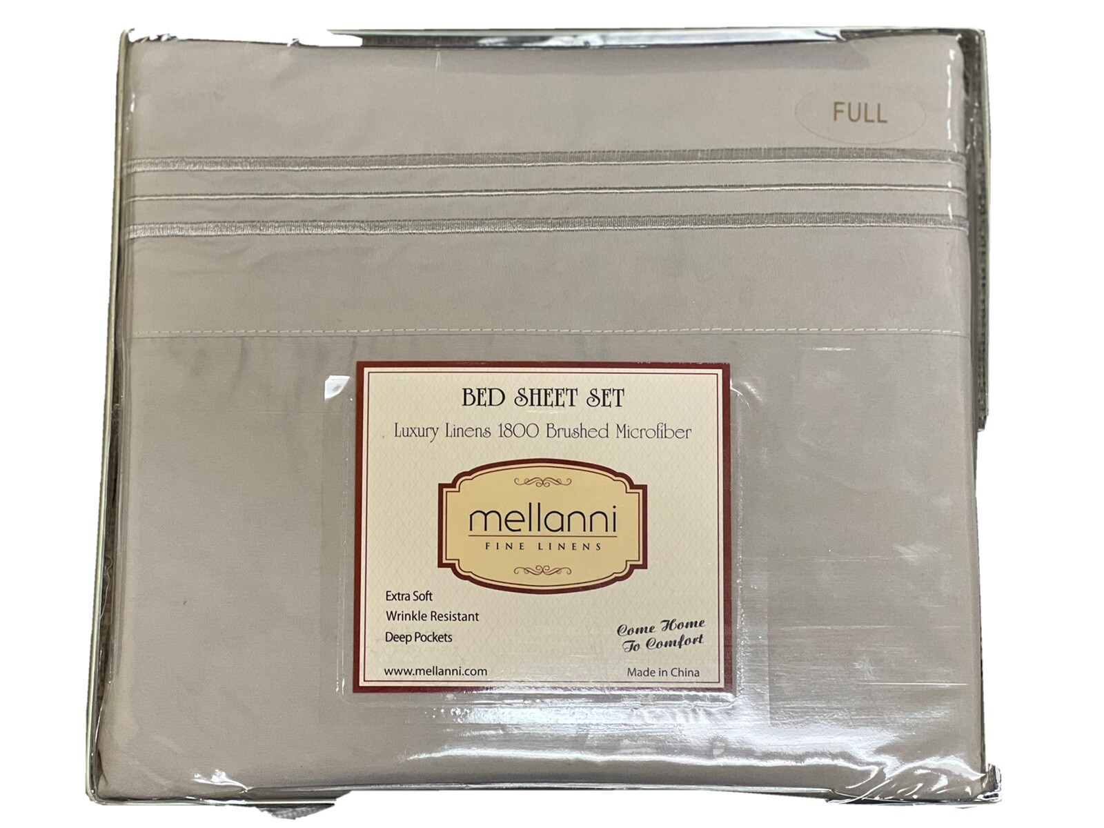 Mellanni Bed Sheet Set Light Gray Full - Brushed Microfiber 1800 Bedding