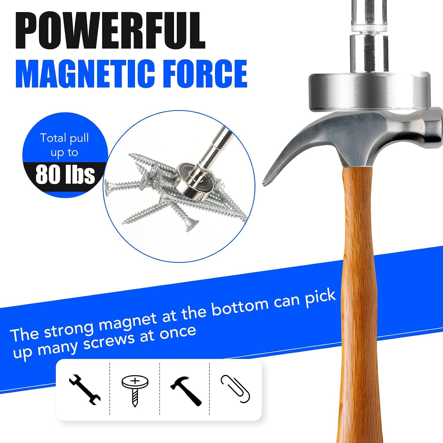 2PCS Telescoping Magnetic Pickup Tool 40lb Pull Force 30in Telescopic