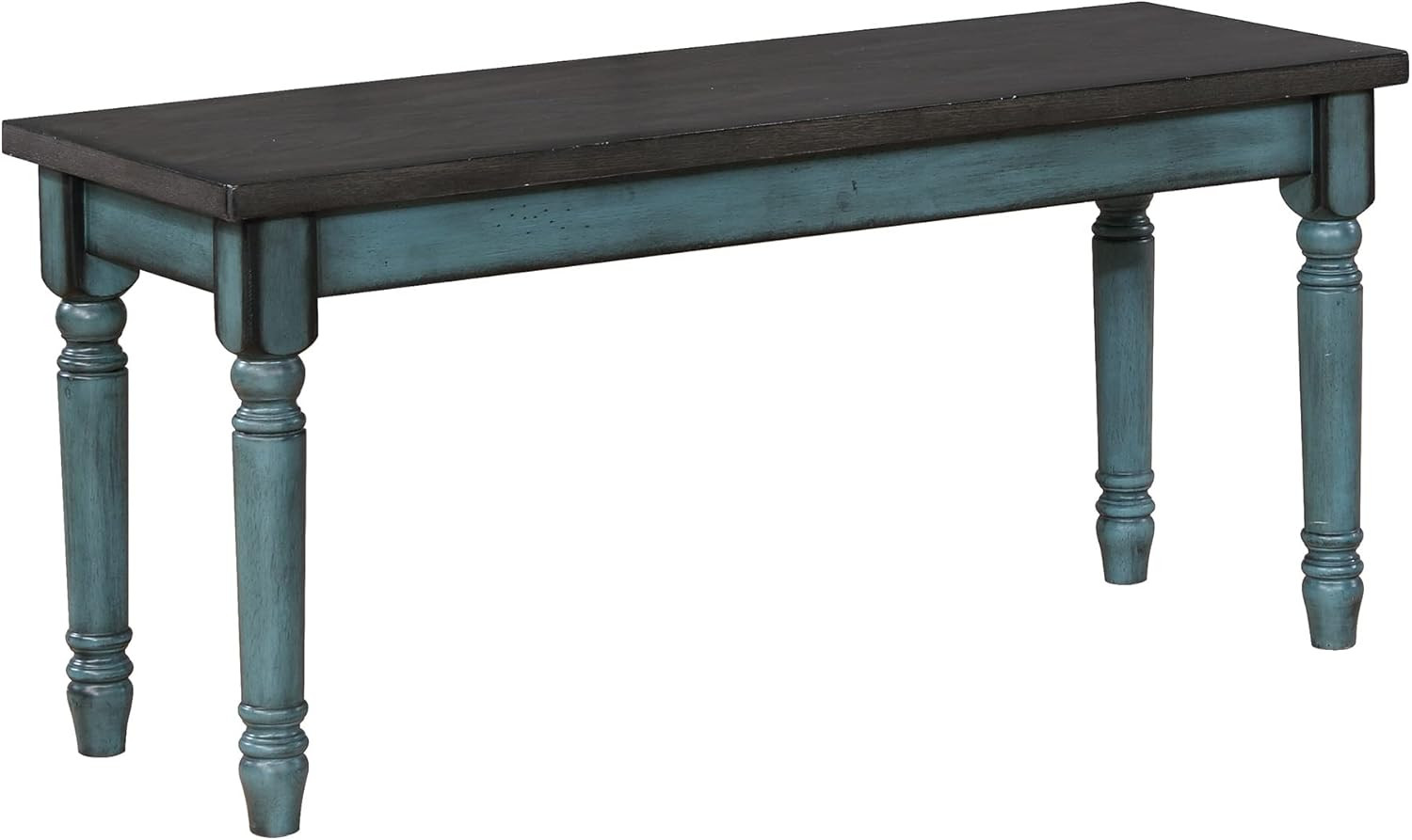 Powell 40”W x 14.02”D x 18.31”H, Distressed Blue and Burnished Smoke Grey