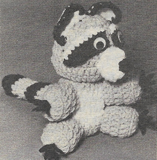 vintage, Roosevelt Raccoon Toy crochet pattern instructions