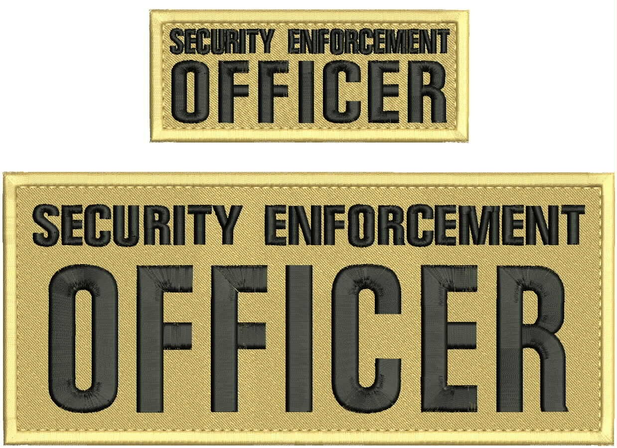 Security enforcement officer embroidery patch 4X11 and  2x5 hook black/tan