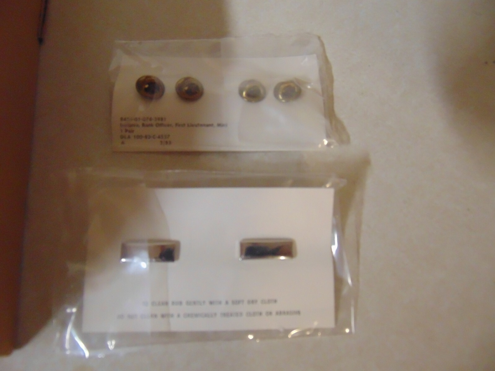 MILITARY INSIGNIA BRAND NEW METAL SET OF 2 1ST LIEUTENANT MINI SIZE CHROME