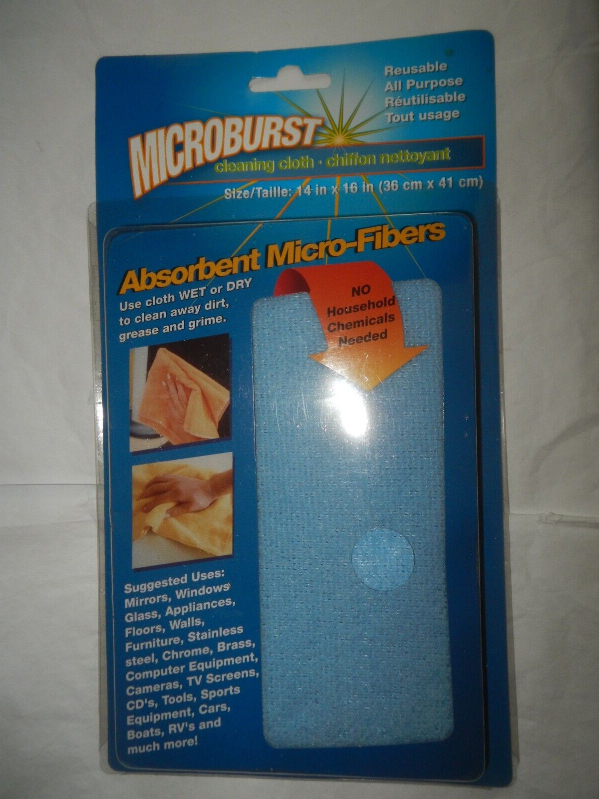 MICROBURST  Reusable All Purpose  Cleaning Cloth 14" X 16" NEW in Package