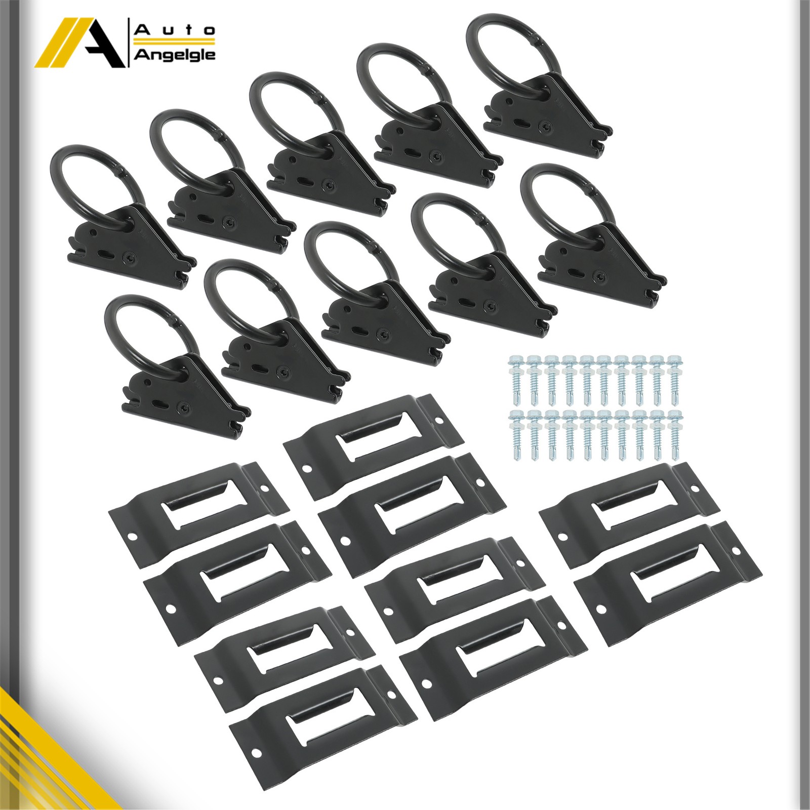 E Track Tie Down Kit 20 Pack Single Slot Black Powder Coated For Trailer Pickup