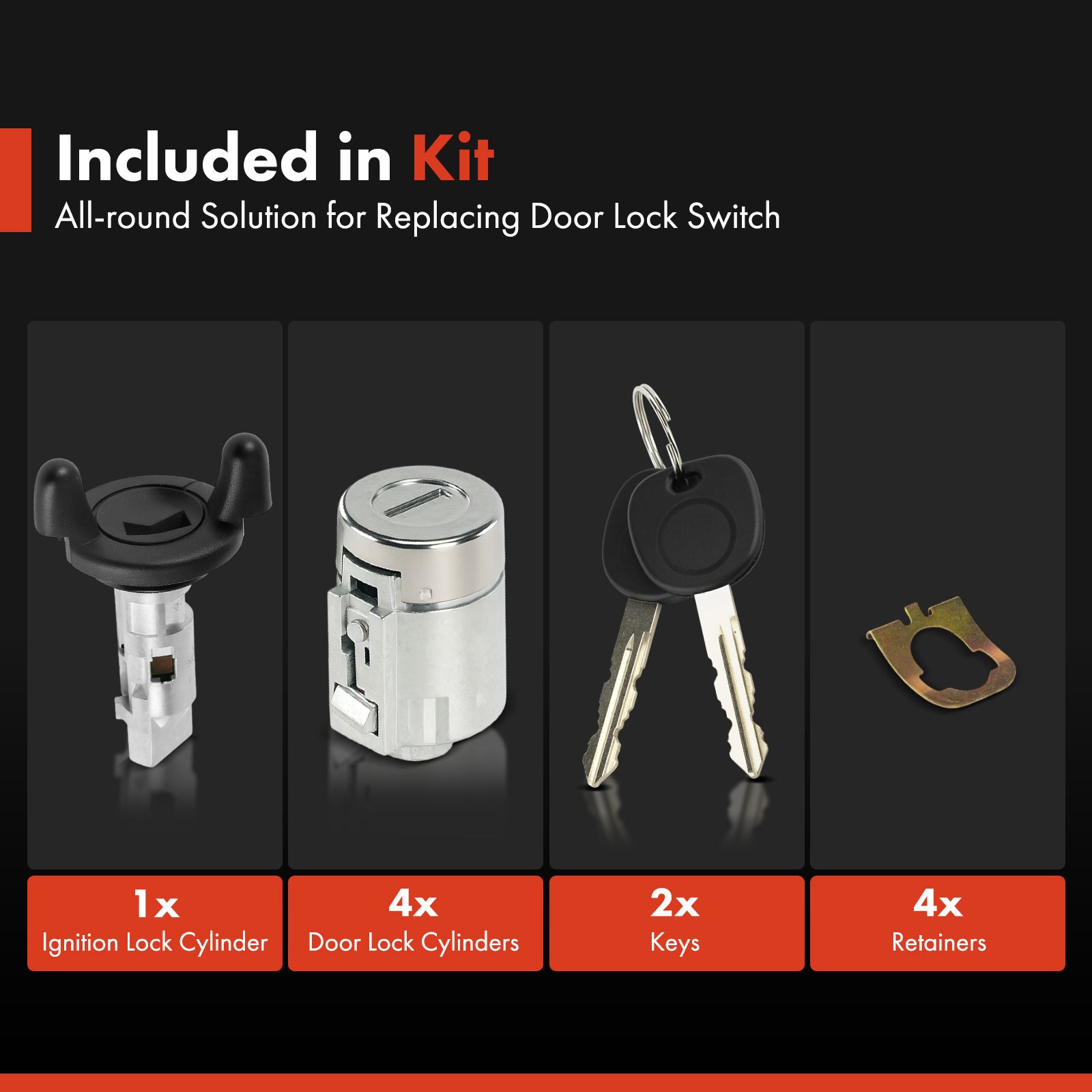 5x Door Lock Cylinder Set for Chevy Express 1500 GMC Savana 1500 01-07 w/ 2 Keys