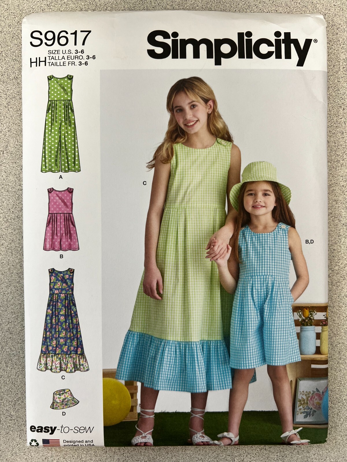 UNCUT Simplicity S9617 Girl's Jumpsuit, Romper & Dress (3-14) Sewing Pattern