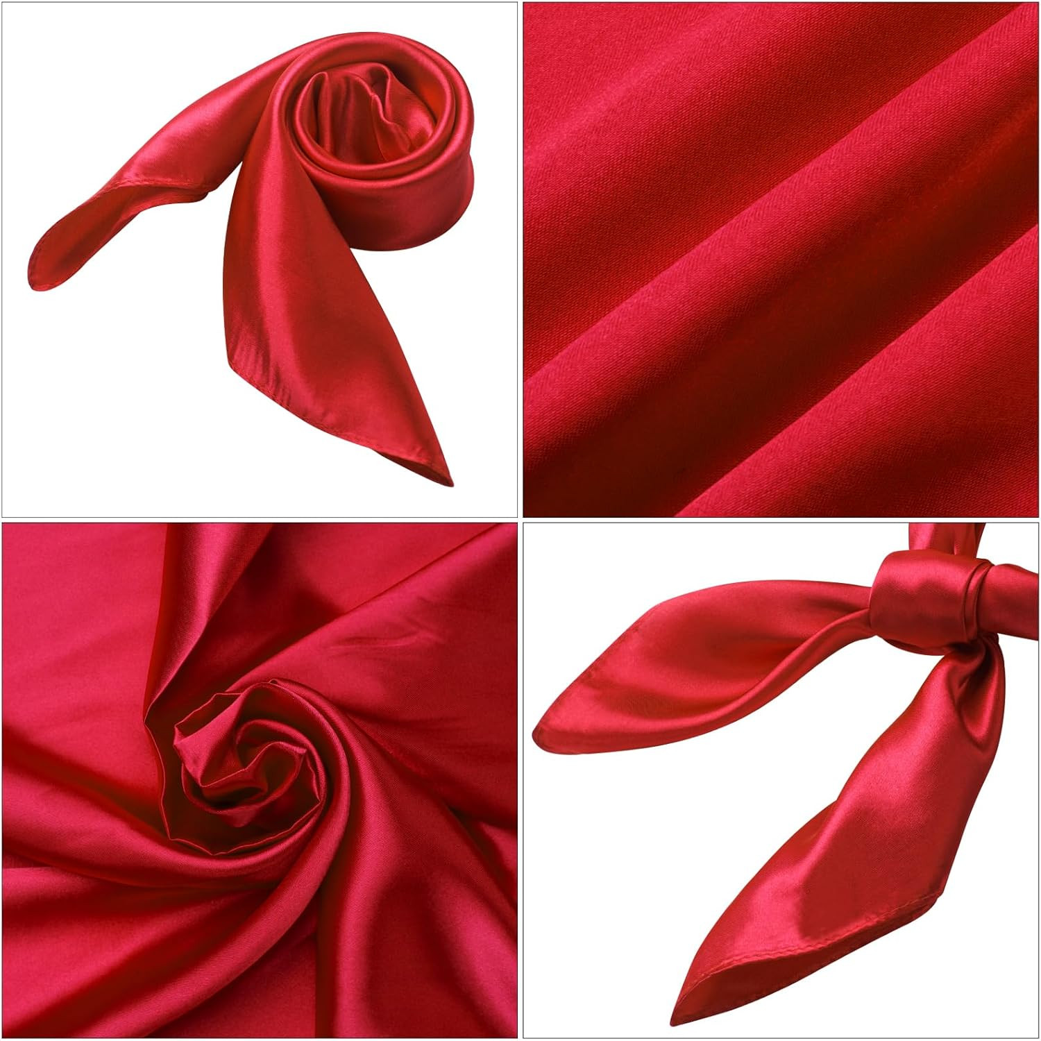 Women Silk Feeling Scarf 23.6'' Solid Color Square Satin Scarf Neck Head Bandana