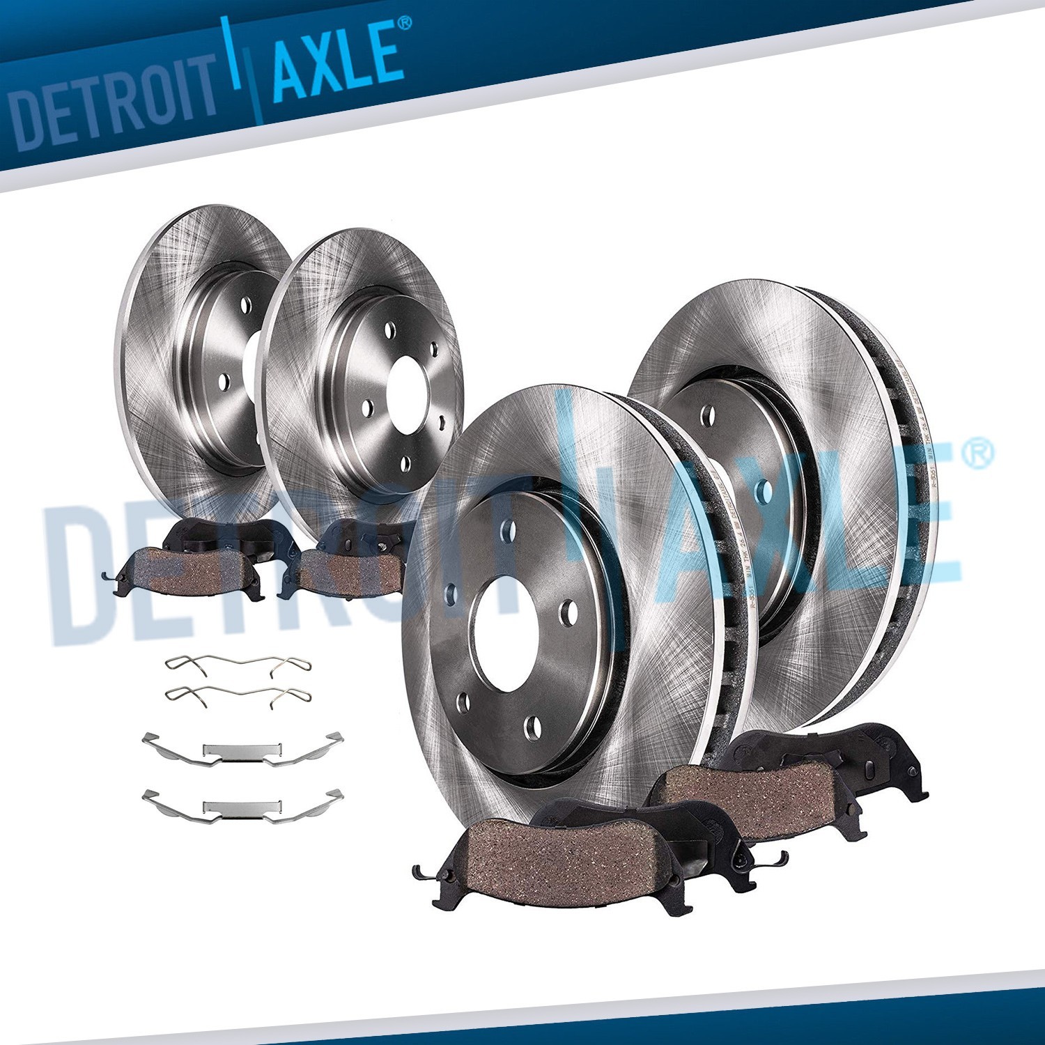 8pc Front Rear Disc Brake Rotors Ceramic Brake Pads for 2017 - 2020 Ford Fusion