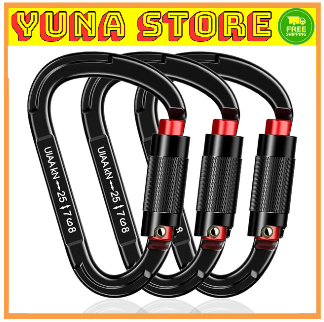 Auto Locking Carabiner Heavy Duty 25kN UIAA Certified black