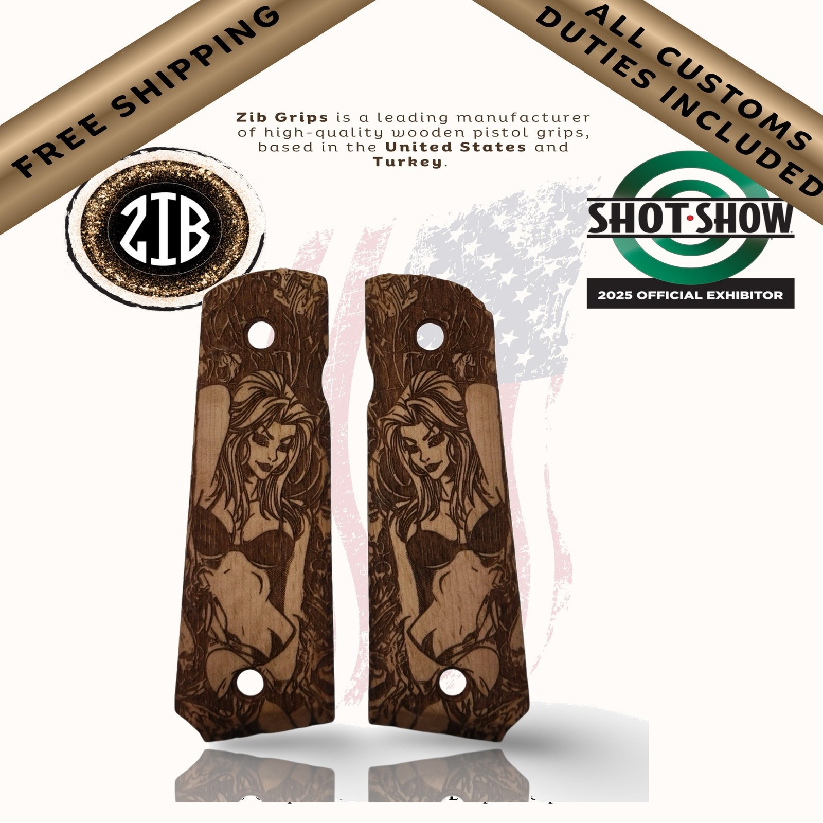 Zib Grips Wooden Series Pistol Grips for Colt 1911