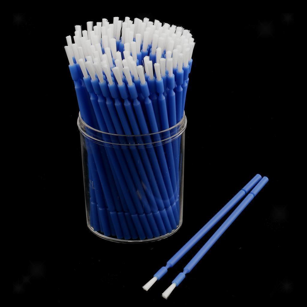 100x Dental Disposable Micro Applicators Long Tipped Bendable Micro Brushes Blue
