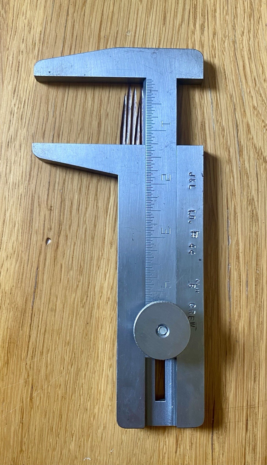 J&L Aliquippa Steel Mill Pocket Caliper – B Crew – I.D. #144 – Historic Tool