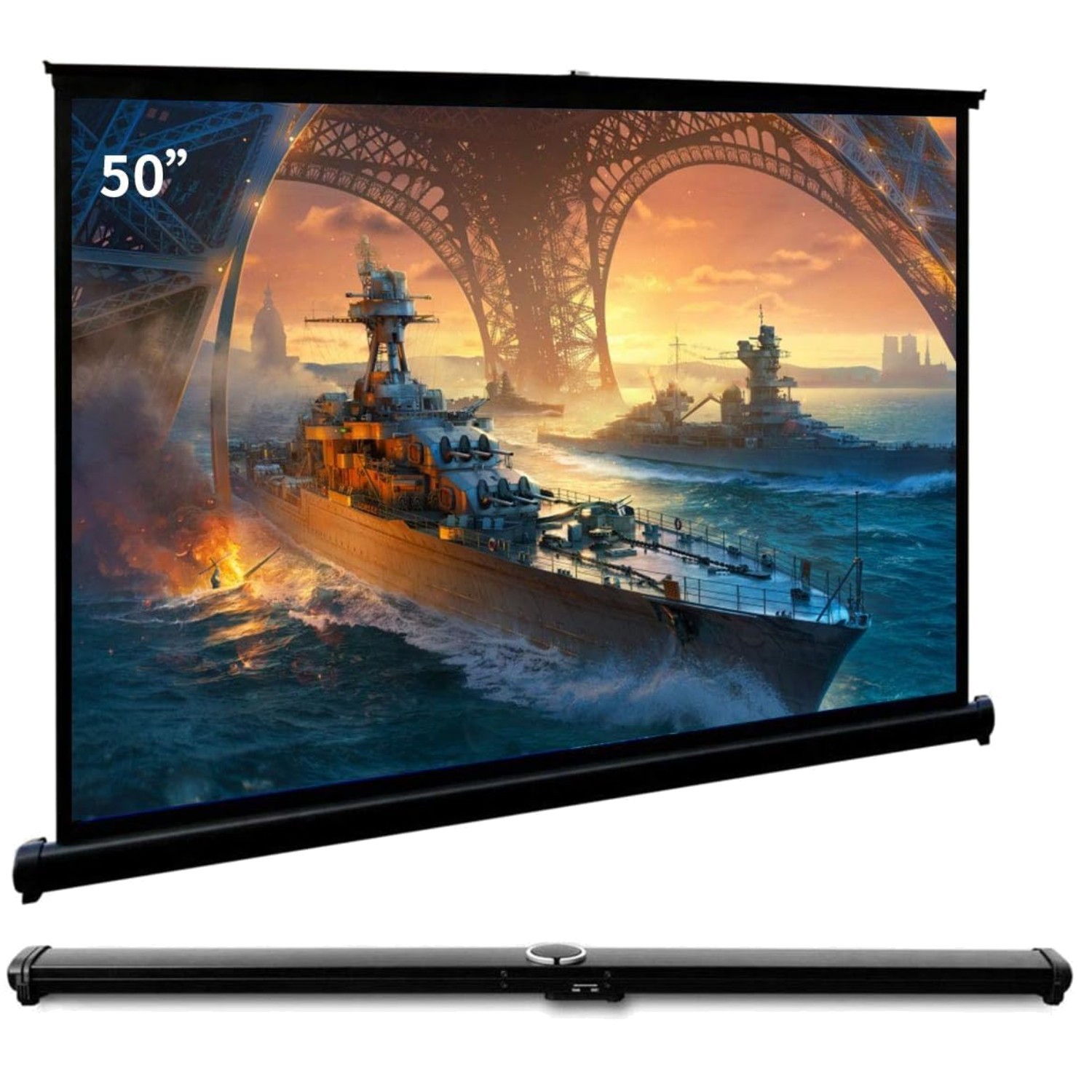 Portable Pull-Out Projector Screen - LED/LCD/DLP Compatible