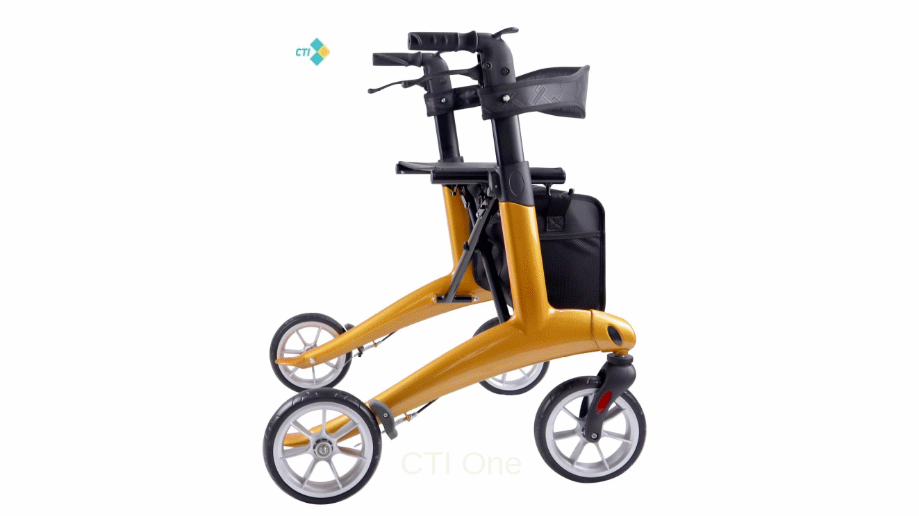Carbon Fiber Foldable Rollator Walker Blue Color in Stock, Model Number W102