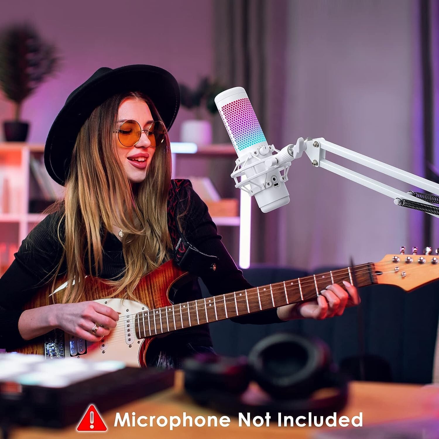 White Mic Arm Compatible with Hyperx Quadcast S - Premium Quadcast S Microphone