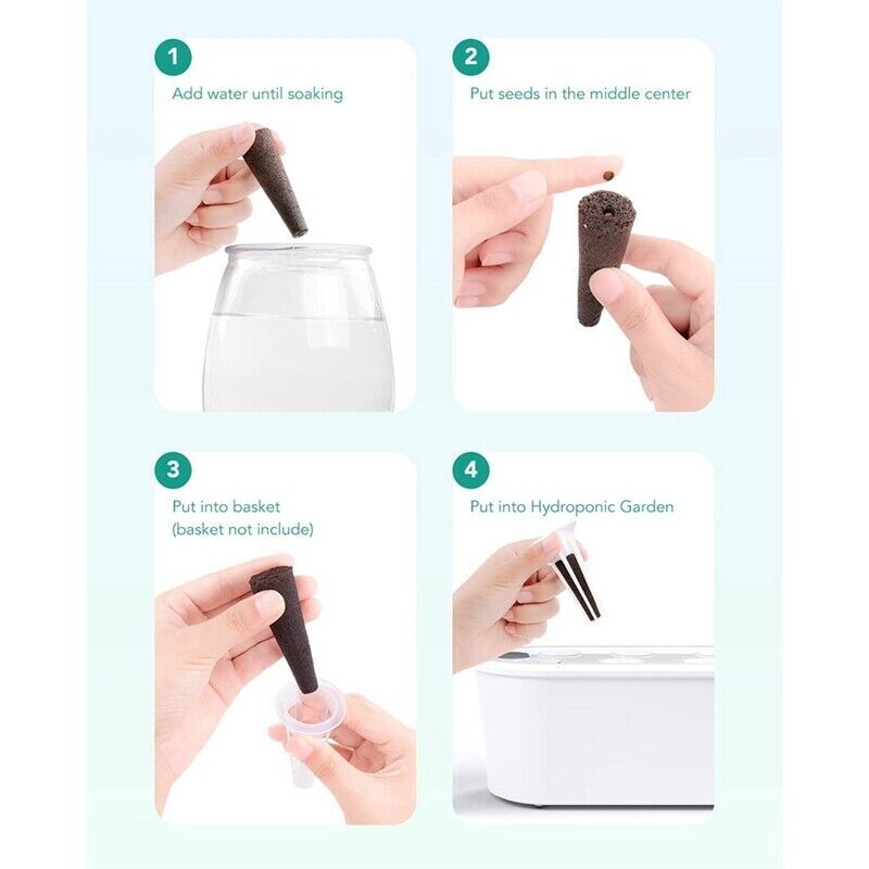 100x Grow Sponge Hydroponics Replacement Seed Starter Pod Plug Root Growth Kit