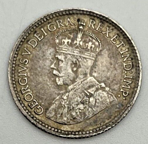 1915 Canada 5 Cents KM#22 Silver .925 Sterling George V AU Almost Uncirculated
