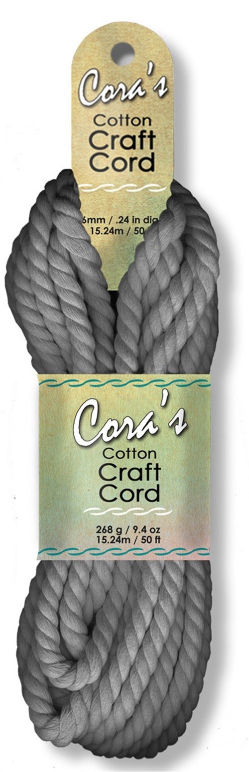 Pepperell Cara's Cotton Craft Cord 6mmx50'-Charcoal