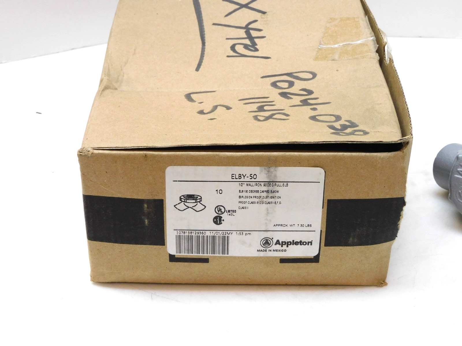 Appleton ELBY-50 Capped Elbow 1/2" MallIron 90° pull ELB