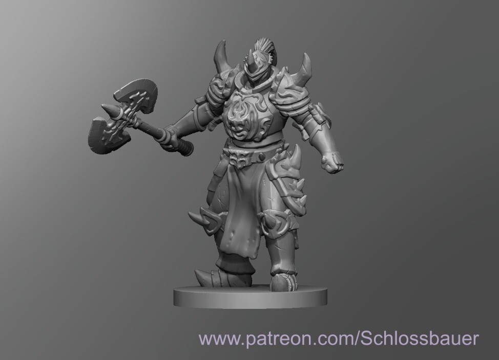 Axe Knight Fighter Barbarian NPC 28mm Scale DND D&D Tabletop Miniature SBCV