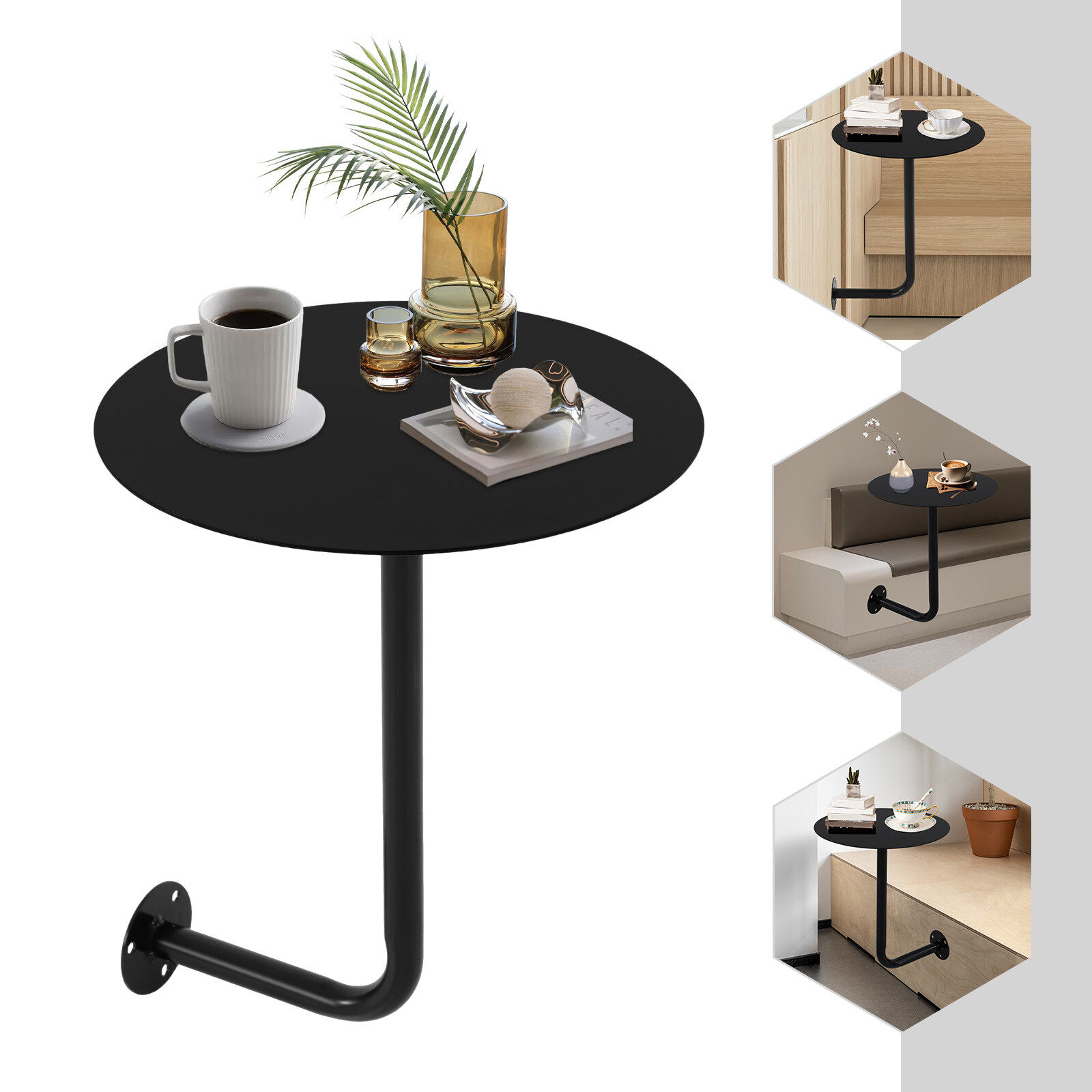 Modern Iron Round Wall Table for Cafes & Home Kitchen 35x45cm