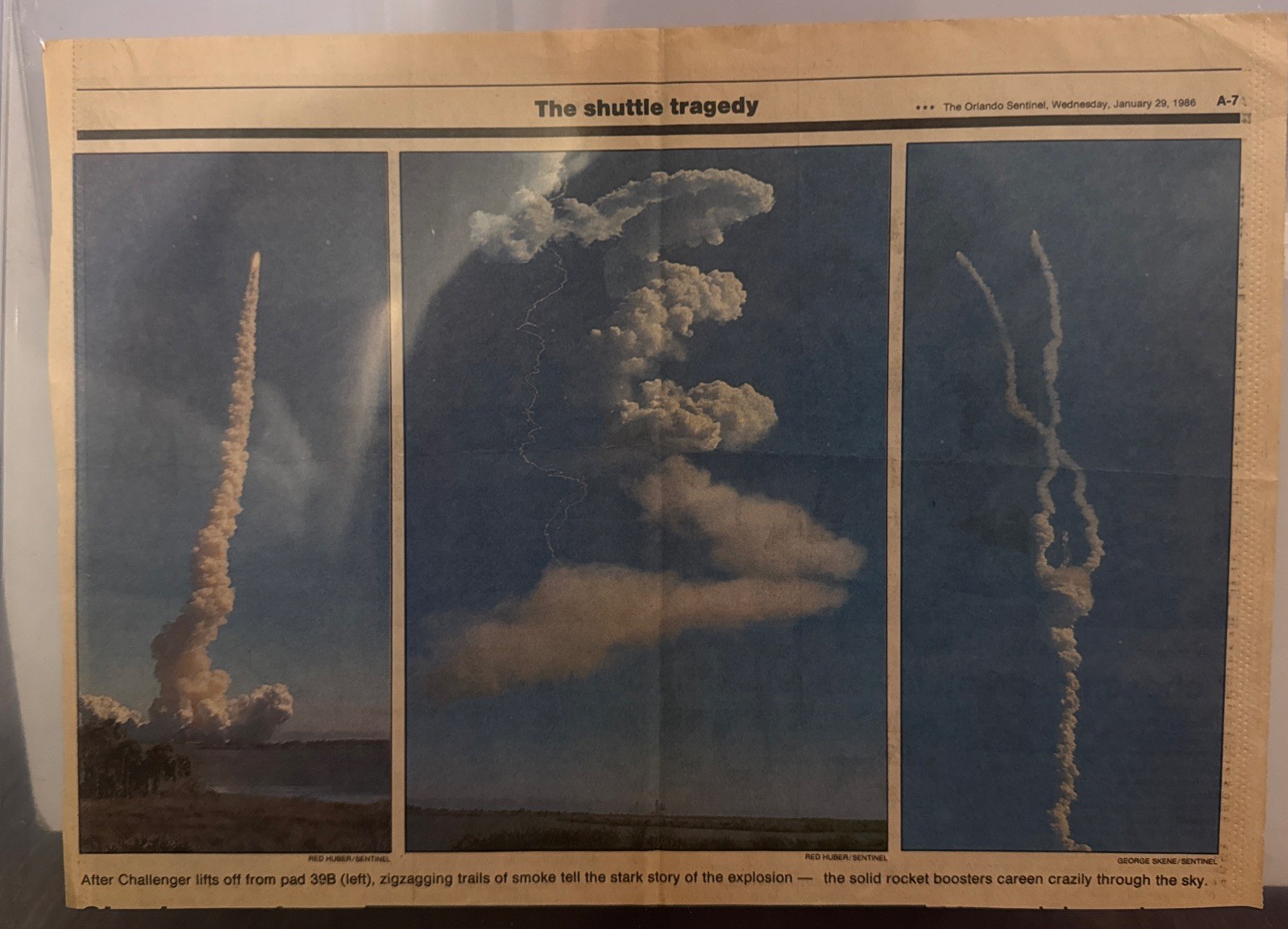 January 29 1986 Vintage Newspaper Orlando Sentinel Challenger Explosion
