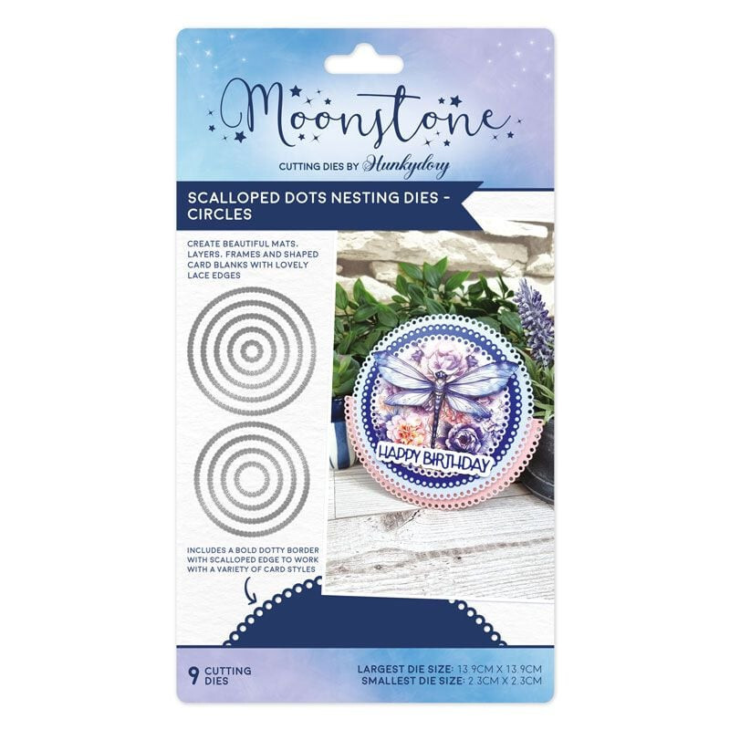 Hunkydory Moonstone Scalloped Dots Nesting CIRCLES Craft Die Set - MSTONE811