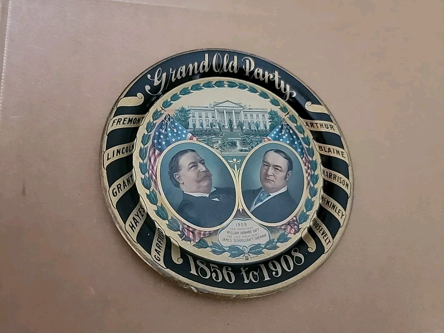 1908 President William H Taft Campaign Lithographed Tin Plate (2 Plate)