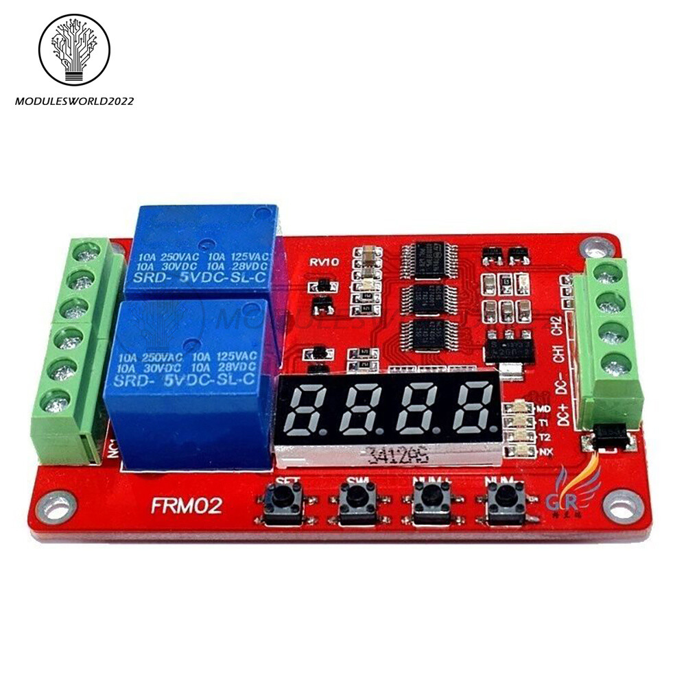 2 Channel 5/12/24V Multifunction Delay Self-Locking Circulate Time Relay Module