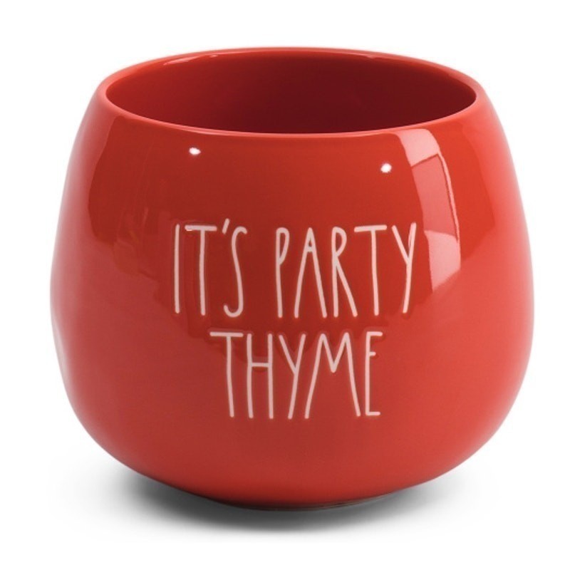 Rae Dunn Round Planter PARTY THYME Orange 6 in Ceramic
