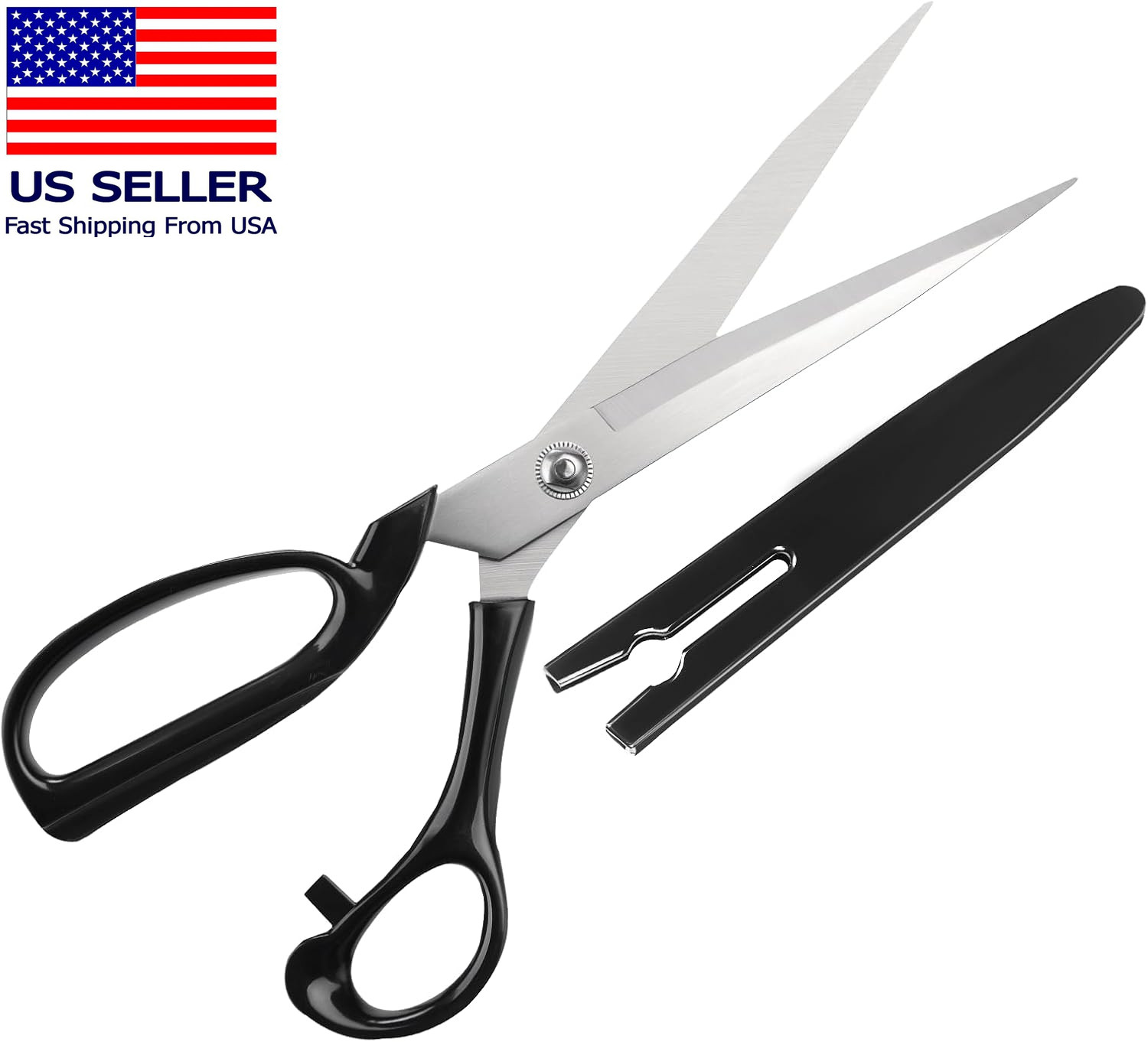 10 Inch Fabric Scissors with Protective Cover,For Tailor Office Home,Ideal for Q