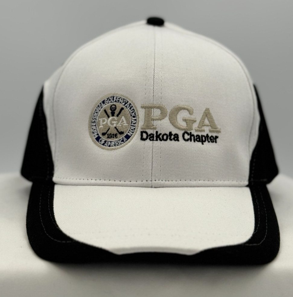 PGA Dakota Chapter Strap Back Golf Hat / Cap - OSFA  - NEW White / Black - NEW