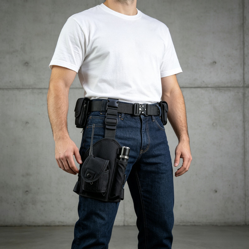 Utility Handcuff Storage Tactical Drop Leg Flashlight Pouch Adjustable Thigh Rig
