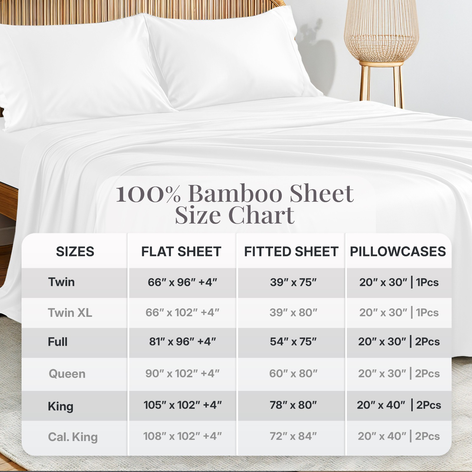 4PC 100% Bamboo Viscose Sheet Set Cooling Deep Pocket 16" Soft Luxury Bed Sheets