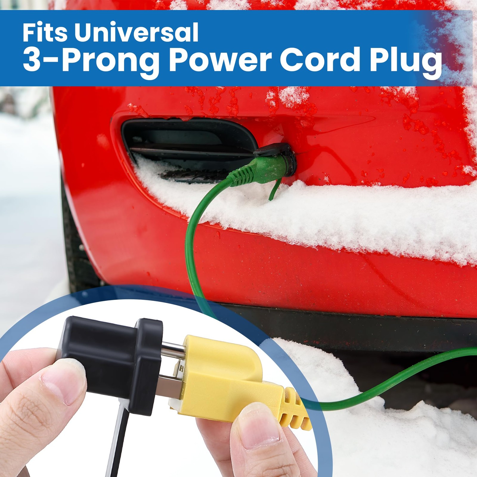 Feekoon 2 Pack 3 Prong Plug Protector for Engine Block Heater Cords, Black