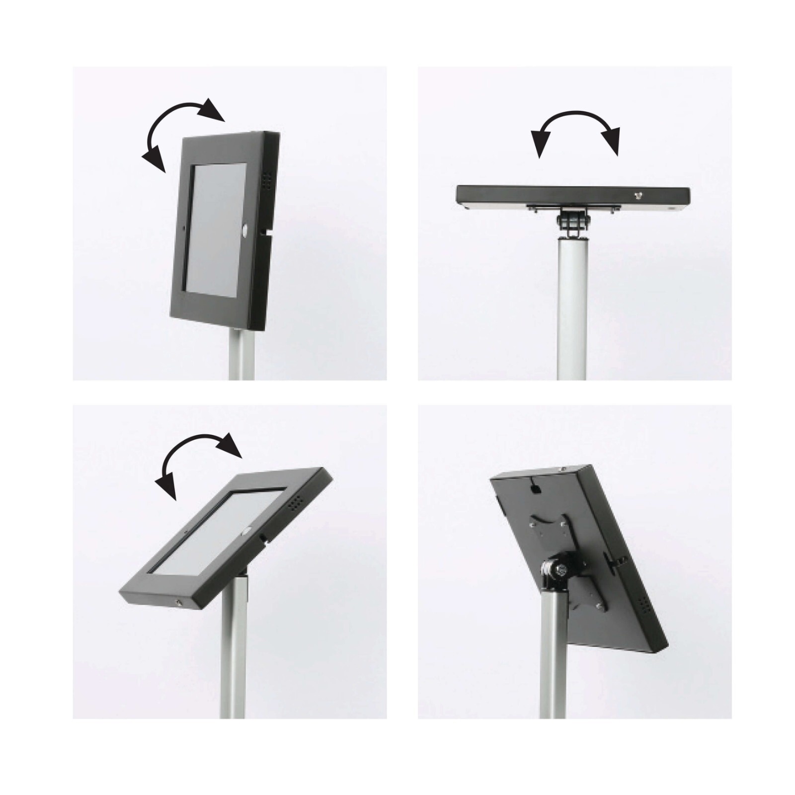 Floor Standing Lockable Secure Tablet Kiosk Adjustable Height with 90� Tilt